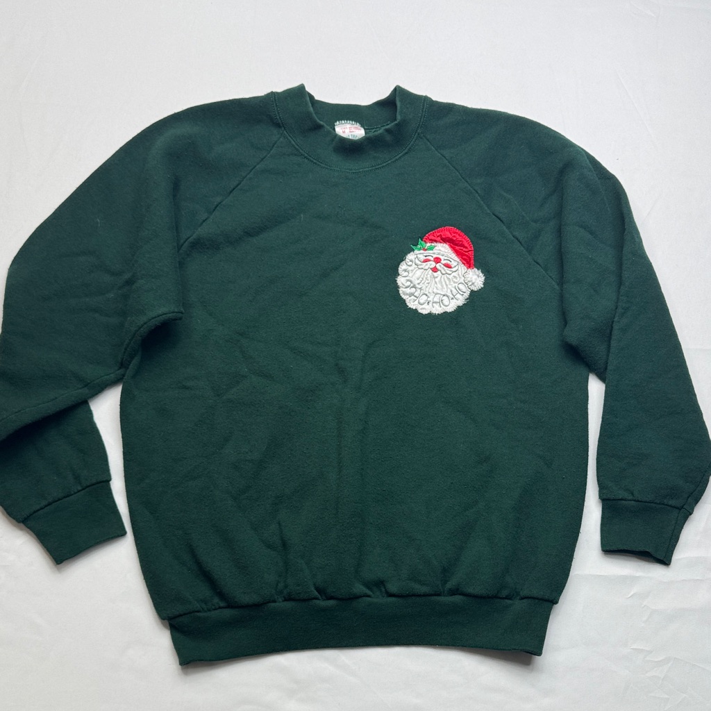 Vintage Fruit Of The Loom Christmas Santa Crewneck Sweatshirt Size Medium M